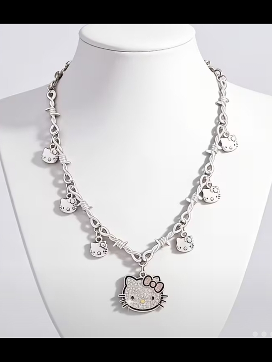 Jewelry - Silver Hello Kitty Charm Necklace - Sparkling Cat Pendant